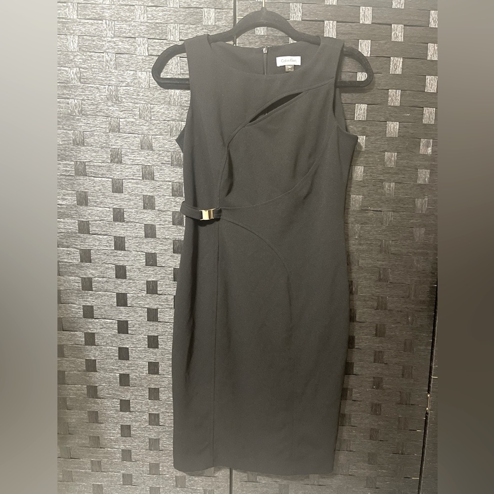 Calvin Klein Black Dress with Gold Buckle on the side